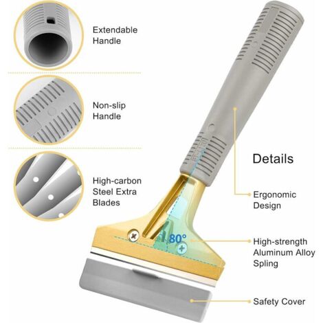 Grattoir à Lame De Rasoir Avec 15 Pièces De Rechange – Plaque De Cuisson En Verre, Four, Grattoir De Table De Cuisson Pour Un Nettoyage Facile Et Sûr, Retrait Des Décalcomanies Et
