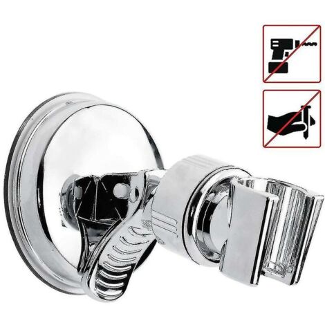 Base de support de douche à ventouse puissante pomme de douche de salle de bain support mural fixe (argent) (1/3)