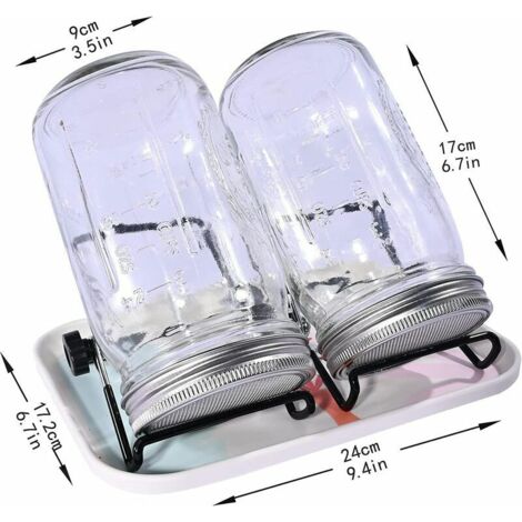 Kit Germination Zoojoy - Bocal Verre, Couvercle Inox Et Support Pour Faire Pousser Graines Et Germes Facilement