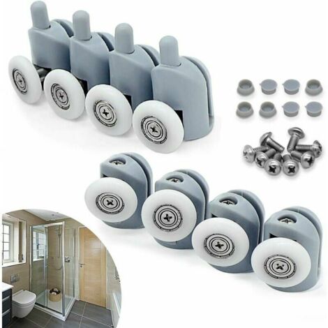 23mm Roulette Porte Coulissante, 8 Pcs Galet Porte Rouleau Roulette Roue pour Cabine Salle de Bain (1/5)