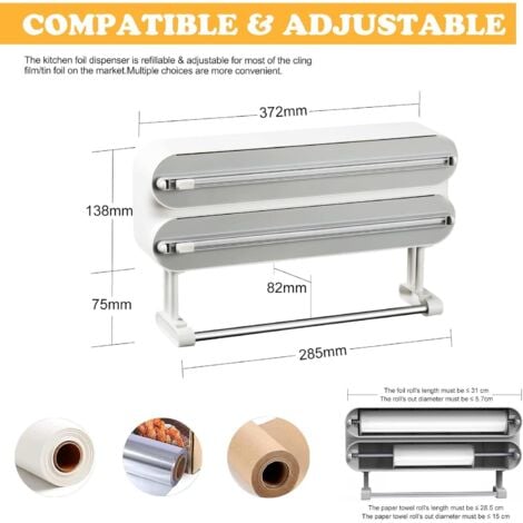 Support Rouleau Papier Cuisine Inox - Dérouleur Essuie-tout Auto-adhésif Ou à Visser Porte Sopalin Mural