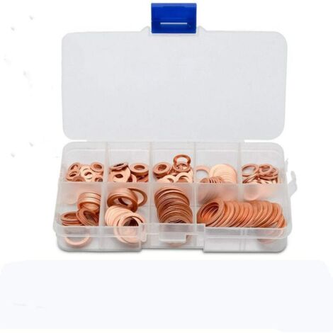 Lot de 200 joints d'étanchéité en cuivre pour accessoires (9 tailles, M5-M14) (1/5)
