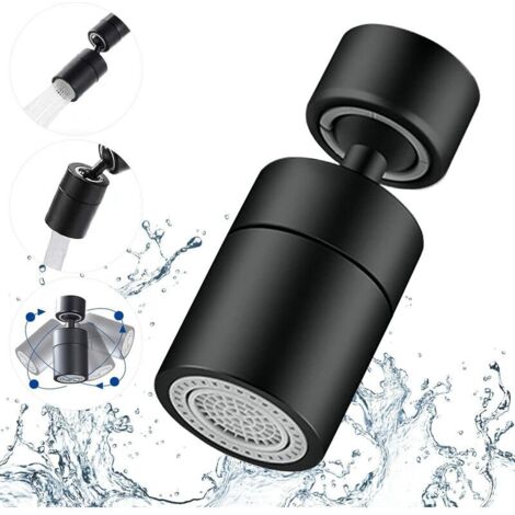 Aérateur de robinet,Pivotant 360 Degrés-2 Modes Réglable Cuisine Robinet Filtre Barboteur Pour Cuisine Salle De Bain,avec Adaptateur Filetage Externe 24mm-Fil Interne 22mm (Bronze huilé noir)