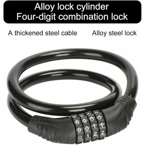 Lot De 2 Câbles Antivol Vélo - Acier Inoxydable Double Boucle 4mm X 1,2m - Pour Vélos, Bagages, Équipements