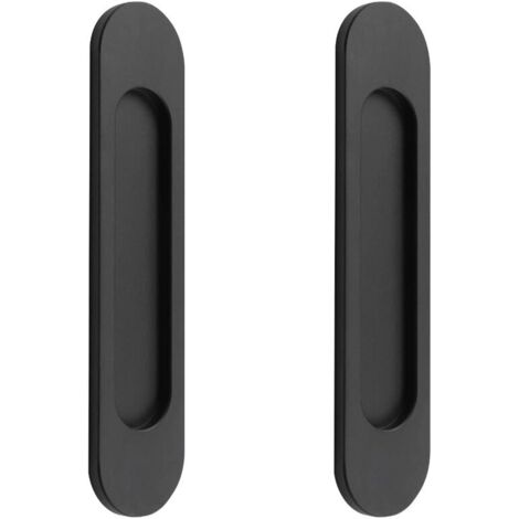 2 poignées de porte coulissantes ovales auto-adhésives en alliage d'aluminium noir mat sans perforation pour portes coulissantes, fenêtres d'armoires148cm (1/5)