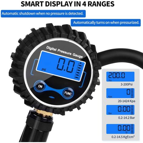 Gonfleur De Pneus Avec Manomètre - Pistolet D'air Comprimé Pour Pneus - Testeur De Pression - Neuf