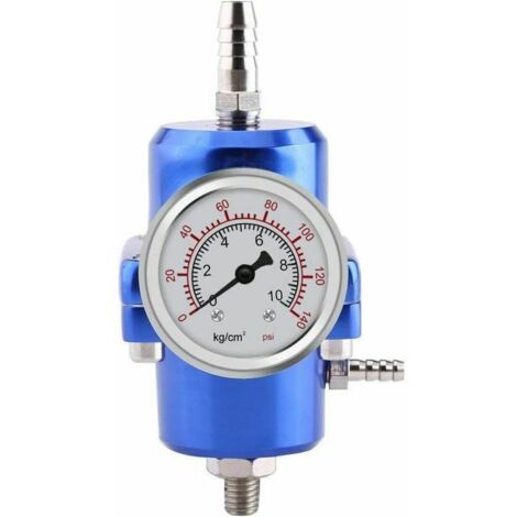 Régulateur de Pression de Carburant, Régulateur de Pression d'Essence Kit de Flexibles Manométriques Jauge 0-140 psi Réglable (Blue) (1/5)