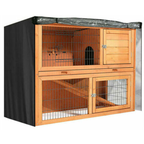Couvercle de la cabane à lapins étanche grand jardin double couvercle de la cage à lapins pour animaux de compagnie 122x50x105cm (1/5)