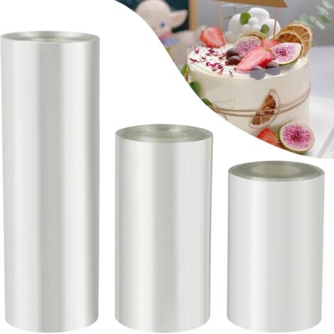 Patisserie, 3 Rouleaux Transparent Patisserie 8cm/10cm/12cmx10m, Rhodoïde Feuille, Transparent Patisserie Film Bordure Gâteau Réutilisable en Acétate pour Entourer Les Gâteaux