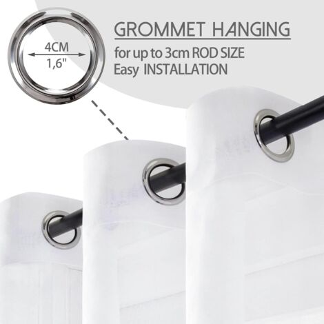 NEUF 20 X en Bois Blanc Rideaux Drapé Pôle Anneaux Tringle avec Vis Eye
