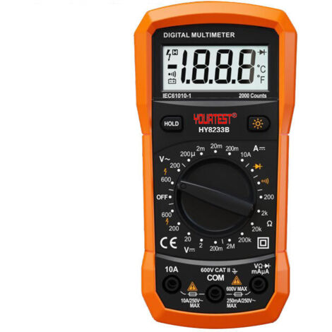 Multimètre numérique à plage automatique, testeur de tension ampère-ohm AC/DC, testeur multifonction avec tests de résistance, continuité, capacité, fréquence et diode, maintien des données et NCV (1/5)