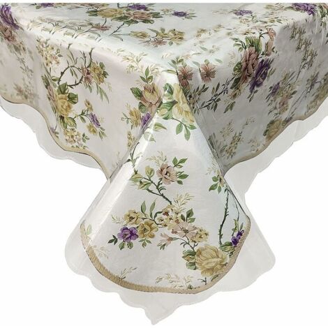Nappe Ovale PVC/Vinyle Herbes Aromatiques Avec Trou Parasol 140x200 Cm - Imperméable Et Facile D'Entretien