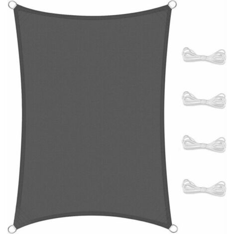 Voile d'ombrage Rectangulaire, Résistant et Respirant pour Jardin Terrasse Camping Fête Piscine, Anti UV, avec Corde (2x3m, Gris) (1/5)