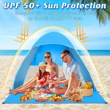 Tente De Plage Auto-Déployante YBK Tech 2-3 Personnes - Protection UV Et Portable