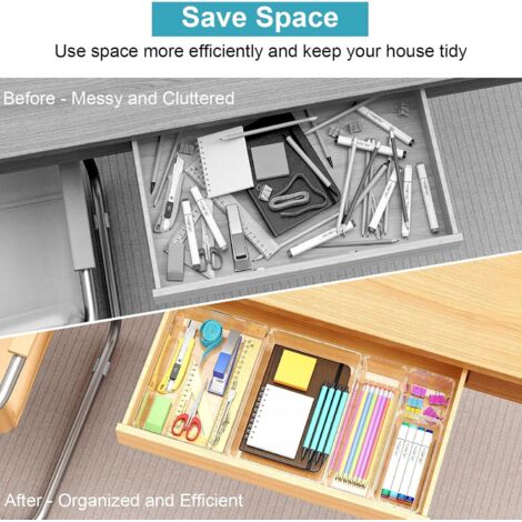 Boîte De Rangement 6 Tiroirs En Plastique Transparent - Organisateur Bureau, Maquillage, Bijoux - Dimensions 12x10x12 Cm