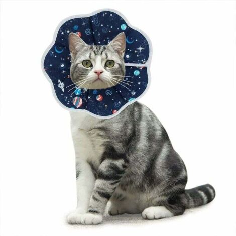 Collerettes pour Chat Anti-Morsure Protection Ajustable Collier de Récupération Comfy Cone pour Chat et Chiots,Bleu (M)