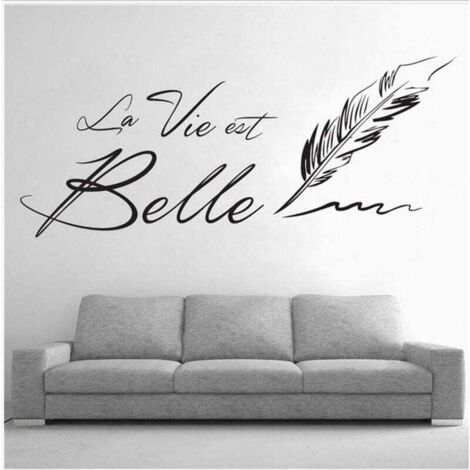 La Lettre & La Vie Est Belle & Quot Stickers Muraux Creative Français Phrase Belle Living Stickers Muraux Salon Décoration De La Maison 70X50Cm (1/5)