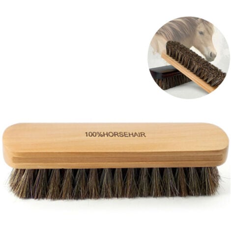 Brosse de nettoyage en cuir souple en crin de cheval fin pour