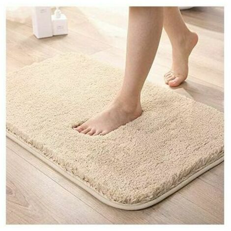 Tapis de bain anti-dérapant Tapis de salle de bain absorbant en peluche Tapis de bain en microfibre Beige 40x60cm (1/5)