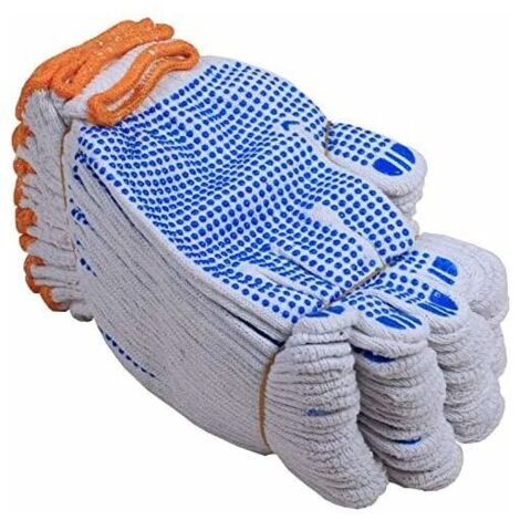12 paires de gants de travail de protection en coton blanc pour travaux de jardinage en usine bleu (1/5)