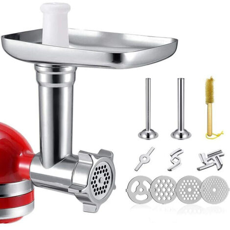 Hachoir À Viande Compatible Pour Accessoires Kitchenaid Tuyaux De Remplissage De Saucisse Avec 4 Disques - Accessoires D'extension Pour Artisan (1/5)