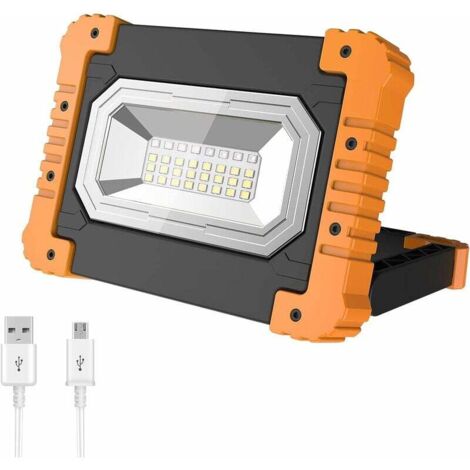 Projecteur LED Camping 10000LM - Lampe Torche Rechargeable USB, Noir, COB + LED