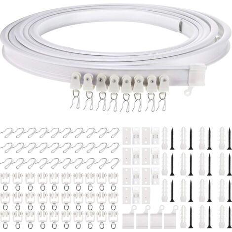 Rail de plafond pliable 5 mètres – PVC nano synthétique et acier doux – Système flexible pour rideaux courbes – Accessoires inclus (1/5)