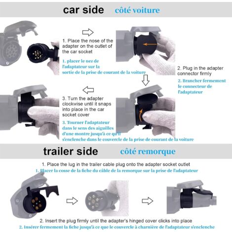 Adaptateur De Prise Attelage 7 Broches Vers 13 Broches – Convertisseur électrique Pour Remorque Et Caravane, Installation Facile