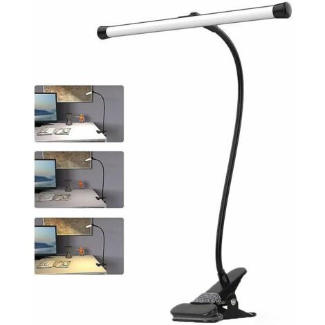 Câble de lampe à pince USB 7 W, lampe de bureau pour enfants, 3 couleurs et 10 luminosité