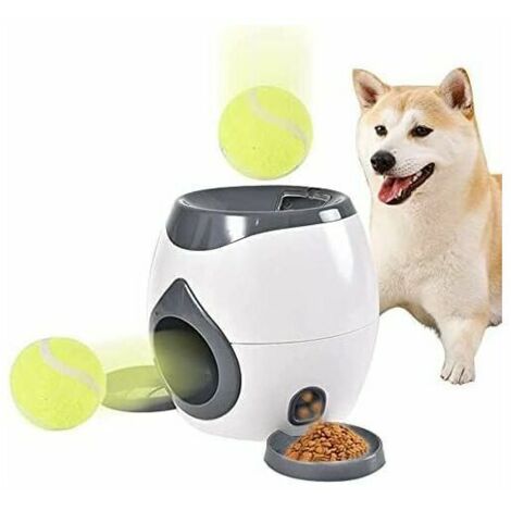 Animaux Jouet Lanceur,Animaux Compagnie Chargeur Automatique Livré avec 1 Nourriture Cuillère et 2 Tennis Balles Utilisé pour Nourrir Animaux Compagnie et Exercer Capacités Réflexion et Coordination