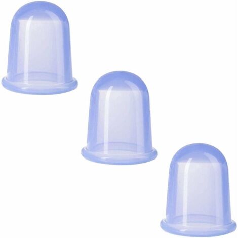 Lot de 3 ventouses traditionnelles en silicone, pour masser la douleur, bleu (1/4)