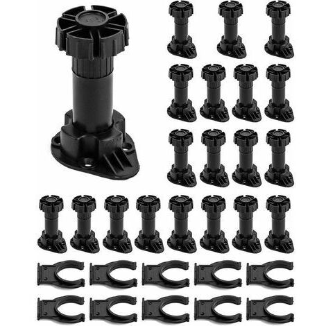 Lot de 20 pieds de meubles pieds de meubles de cuisine livrés avec 10 supports de fixation portée étendue : 100-120 mm (1/5)