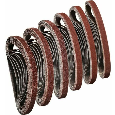 Courroie 10X330 mm Courroie abrasive 40/60/80/120/180/240 pour poncer, polir et dépoussiérer, idéale pour le bois (48 pcs) (1/5)