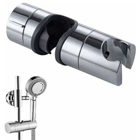 Support de douche à main Support de douche réglable de remplacement pour barre coulissante de 18 à 25 mm Support de pince pour rail de douche, chromé (gris) (1/5)