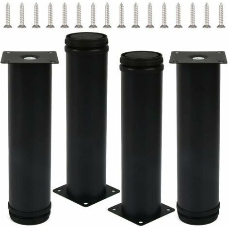 4pcs pieds de meubles pieds réglables noirs 200 mm de hauteur pieds de meuble en acier inoxydable pieds de table épaissis pieds de meubles pieds de meuble avec 16 vis en acier inoxydable (1/5)