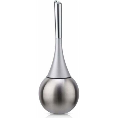 Porte-brosse WC autoportant en acier inoxydable finition brossée polie ensemble WC salles de bains (brosse incluse)-argent