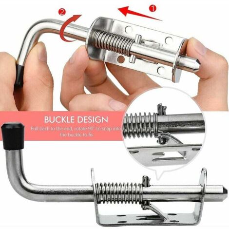 Lot De 2 Loquets à Ressort En Acier Inoxydable Pour Porte Coulissante Facile A Installer Loquets A Ressort Verrou Portable 96000834