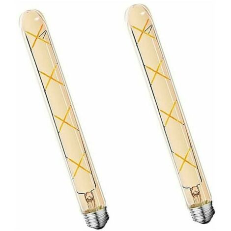 2Paquets E27 T30 Ampoule à Filament LED 8W Verre Ambré Blanc Chaud Tubede Lumière(Équivalent à une Lampe Halogène 70W)700LM Lampes à Économie D'énergie Vintage E27,300mm (1/5)