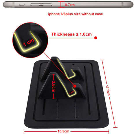 Support Téléphone Voiture En Gel De Silicone Antidérapant Hlyjoon - Universel, 2 Crochets Ajustables, Pour Tableau De Bord Ou Bureau
