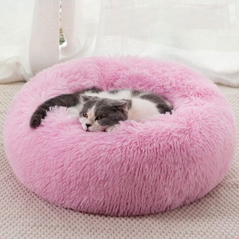 Panier Chien, Panier Chat, Tapis pour Chien Lavable Duveteux, Lit Chien Doux Confortable Respirant, Anti-AnxiéTé Matelas Chien Durable AntidéRapant. Tapis Rond Rose pour Animaux (50cm) (1/5)
