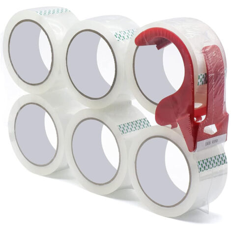 PRATIZ, Ruban Adhésif Emballage Transparent 6 Rouleaux, 1 Derouleur