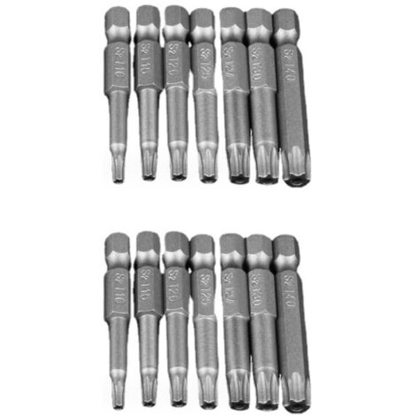 2 Set 7pcs Hex Tige Torx Étoile 5 Points de Tournevis à Embouts T10-T40 Sécurité Magnétique Inviolable Torx Tête Tournevis Bits 50mm (1/5)