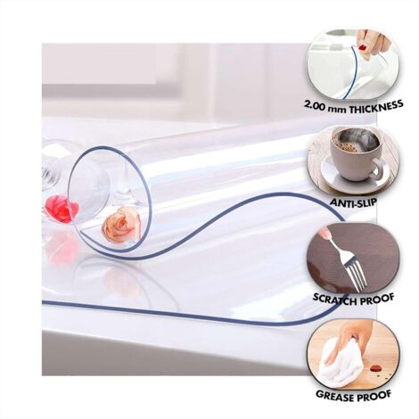 Nappe Transparente Ronde Nappe Transparente épaisseur 2 Mm U2013 Rectangle 80 X 200 Cm U2013 Film épais Protection PVC Nappe Transparente Rectangulaire