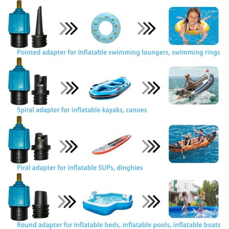 Lot De 5 Adaptateurs Pompe 4 Buses Pour Gonflage Bateau, Canot - Valve Air, Nylon Rouge/noir