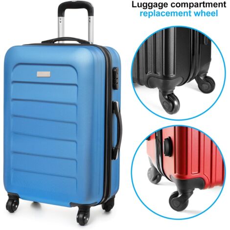 Roues Valise 4 Pièces Remplacement Rotation - Noir PVC, Roues Avant 13,8cm Arrière 20cm