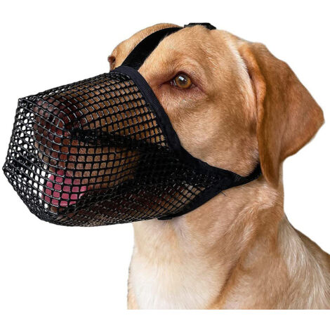 Museliere pour Chien, Empêche de Mâcher/Manger/Mordre Couvre Museliere Chien, Muselière Respirante, Réfléchissante et Ajustable pour Muselière Chien,Muselière Chien Anti Morsure(Noir-L)