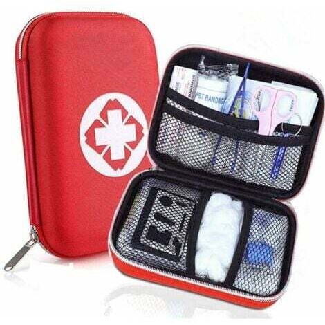 Trousse de Premier Secours, Mini Boîte Médical, Complète pour la Voiture, Voyage, Bureau, Randonnée, Sport, Maison, Entreprise (Rouge) (1/5)