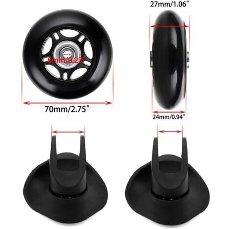 Roues Polyuréthane 45mm Lot De 4 Roues De Rechange Pour Valise - Noir Roues Polyuréthane 45mm Lot De 4 Roues De Rechange Pour Valise - Noir