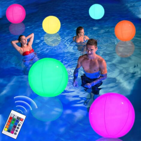 Lot de 2 ballons de piscine gonflables à LED - Diamètre : 40 cm