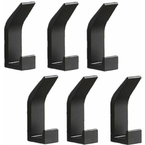 Lot de 6 patères murales patères porte-serviettes crochets de porte sans perçage patères en aluminium porte-manteau mural autocollant, noir (1/4)